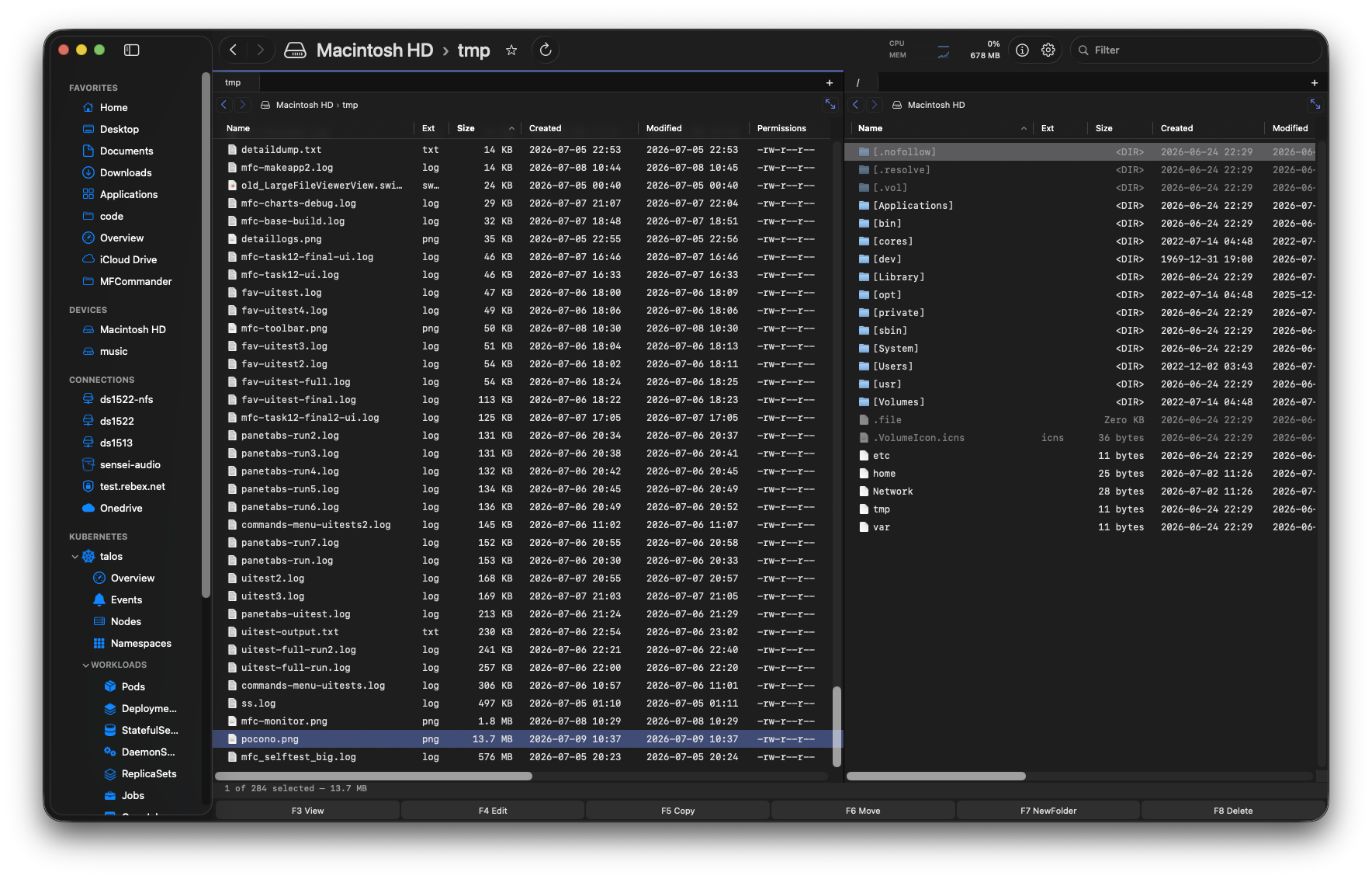 Dual-pane file manager with local and remote panes